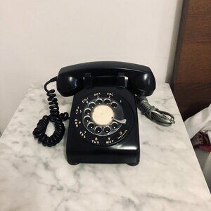 Vintage Black Rotary Dial Desk Phone ☎️ Bell Systems Western Electric 9-75 Heavy